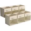 imageSorbus 13 Inch Storage Bins with Clear Window  6 Foldable Baskets for Organizing Clothes Toys Books  Sturdy Collapsible Fabric Storage Cubes with Handle  Storage Baskets for Shelves ClosetsBeige