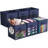 imageSorbus 13 Inch Storage Bins with Clear Window  6 Foldable Baskets for Organizing Clothes Toys Books  Sturdy Collapsible Fabric Storage Cubes with Handle  Storage Baskets for Shelves ClosetsNavy Blue