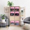 imageSorbus 13 Inch Storage Bins with Clear Window  6 Foldable Baskets for Organizing Clothes Toys Books  Sturdy Collapsible Fabric Storage Cubes with Handle  Storage Baskets for Shelves ClosetsPink