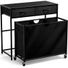 imageSorbus 3 Section Laundry Hamper with Shelf and 2 Drawers for Laundry Room Organization Laundry Basket with Wheels Rolling Laundry Hamper Laundry Sorter for Optimal Storage and Organization WhiteBlack