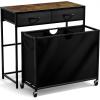imageSorbus 3 Section Laundry Hamper with Shelf and 2 Drawers for Laundry Room Organization Laundry Basket with Wheels Rolling Laundry Hamper Laundry Sorter for Optimal Storage and Organization WhiteRustic