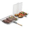 imageSorbus Grill Basket  Stainless Steel Large Folding Barbecue Grilling Basket with Handle Portable BBQ Accessories for Fish Shrimp Vegetables Grilling Accessories Gifts for Outdoor Cooking Camping 2 Pack2 Pack