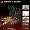 imageSorbus Grill Basket  Stainless Steel Large Folding Barbecue Grilling Basket with Handle Portable BBQ Accessories for Fish Shrimp Vegetables Grilling Accessories Gifts for Outdoor Cooking Camping 2 Pack1 Pack