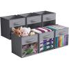 imageSorbus 13 Inch Storage Bins with Clear Window  6 Foldable Baskets for Organizing Clothes Toys Books  Sturdy Collapsible Fabric Storage Cubes with Handle  Storage Baskets for Shelves ClosetsGray