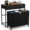 imageSorbus 3 Section Laundry Hamper with Shelf and 2 Drawers for Laundry Room Organization Laundry Basket with Wheels Rolling Laundry Hamper Laundry Sorter for Optimal Storage and Organization WhiteRustic