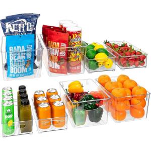 imageSorbus Set of 8 Clear Fridge Organizers  Refrigerator ampamp Pantry Bins for Organizing Food  2 Different Sizes with Handles  Kitchen Bathroom ampamp Closet Storage Containers