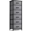 imageSorbus Fabric Dresser for Kids Bedroom  Chest of 6 Drawers Tall Storage Tower Clothing Organizer for Closet for Playroom for Nursery Steel Frame Fabric Bins  Wood Handle GreigeBlack