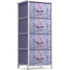 imageSorbus Fabric Dresser for Kids Bedroom  Chest of 6 Drawers Tall Storage Tower Clothing Organizer for Closet for Playroom for Nursery Steel Frame Fabric Bins  Wood Handle PurplePurple Tiedye