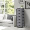 imageSorbus Fabric Dresser for Kids Bedroom  Chest of 6 Drawers Tall Storage Tower Clothing Organizer for Closet for Playroom for Nursery Steel Frame Fabric Bins  Wood Handle GreigeBlack