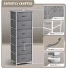 imageSorbus Fabric Dresser for Kids Bedroom  Chest of 6 Drawers Tall Storage Tower Clothing Organizer for Closet for Playroom for Nursery Steel Frame Fabric Bins  Wood Handle GreigeGrey