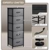 imageSorbus Fabric Dresser for Kids Bedroom  Chest of 6 Drawers Tall Storage Tower Clothing Organizer for Closet for Playroom for Nursery Steel Frame Fabric Bins  Wood Handle GreigeBlack