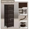 imageSorbus Fabric Dresser for Kids Bedroom  Chest of 6 Drawers Tall Storage Tower Clothing Organizer for Closet for Playroom for Nursery Steel Frame Fabric Bins  Wood Handle GreigeBrown