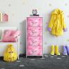 imageSorbus Fabric Dresser for Kids Bedroom  Chest of 6 Drawers Tall Storage Tower Clothing Organizer for Closet for Playroom for Nursery Steel Frame Fabric Bins  Wood Handle PurplePink Tiedye