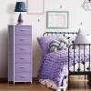 imageSorbus Fabric Dresser for Kids Bedroom  Chest of 6 Drawers Tall Storage Tower Clothing Organizer for Closet for Playroom for Nursery Steel Frame Fabric Bins  Wood Handle PurplePurple