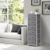 imageSorbus Fabric Dresser for Kids Bedroom  Chest of 6 Drawers Tall Storage Tower Clothing Organizer for Closet for Playroom for Nursery Steel Frame Fabric Bins  Wood Handle GreigeGrey