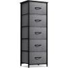imageSorbus Fabric Dresser for Kids Bedroom  Chest of 6 Drawers Tall Storage Tower Clothing Organizer for Closet for Playroom for Nursery Steel Frame Fabric Bins  Wood Handle GreigeBlack