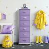 imageSorbus Fabric Dresser for Kids Bedroom  Chest of 6 Drawers Tall Storage Tower Clothing Organizer for Closet for Playroom for Nursery Steel Frame Fabric Bins  Wood Handle PurplePurple