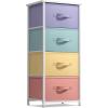 imageSorbus Fabric Dresser for Kids Bedroom  Chest of 6 Drawers Tall Storage Tower Clothing Organizer for Closet for Playroom for Nursery Steel Frame Fabric Bins  Wood Handle PurplePastel