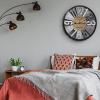 imageSorbus Wall Clock Decorative 24 Battery Operated Decorative for Kitchen Bedrooms Office Living Room Silent Analog Clock Woodley Park Station Text Rustic Modern Farmhouse Decor Wooden Metal