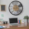 imageSorbus Wall Clock Decorative 24 Battery Operated Decorative for Kitchen Bedrooms Office Living Room Silent Analog Clock Woodley Park Station Text Rustic Modern Farmhouse Decor Wooden Metal