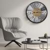 imageSorbus Wall Clock Decorative 24 Battery Operated Decorative for Kitchen Bedrooms Office Living Room Silent Analog Clock Woodley Park Station Text Rustic Modern Farmhouse Decor Wooden Metal