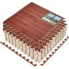 imageSorbus Wood Grain Floor Tiles Foam Mat EVA Interlocking Mats Tile 38Inch Thick Flooring Wood Puzzle Exercise Mats wBorders  Home Playroom Basement Apartment Trade Show Baby DanceWood Grain  Mahogany
