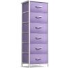 imageSorbus Fabric Dresser for Kids Bedroom  Chest of 6 Drawers Tall Storage Tower Clothing Organizer for Closet for Playroom for Nursery Steel Frame Fabric Bins  Wood Handle PurplePurple