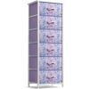 imageSorbus Fabric Dresser for Kids Bedroom  Chest of 6 Drawers Tall Storage Tower Clothing Organizer for Closet for Playroom for Nursery Steel Frame Fabric Bins  Wood Handle PurplePurple Tiedye