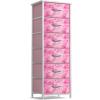 imageSorbus Fabric Dresser for Kids Bedroom  Chest of 6 Drawers Tall Storage Tower Clothing Organizer for Closet for Playroom for Nursery Steel Frame Fabric Bins  Wood Handle PurplePink Tiedye
