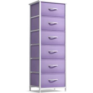 imageSorbus Fabric Dresser for Kids Bedroom  Chest of 6 Drawers Tall Storage Tower Clothing Organizer for Closet for Playroom for Nursery Steel Frame Fabric Bins  Wood Handle PurplePurple