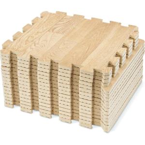 imageSorbus Wood Grain Floor Mats Foam Interlocking Mats Each Tile 1 Square Foot 38Inch Thick Flooring Wood Mat Tiles  Home Office Playroom Basement Trade Show 16 Tiles16 Sq ft Wood Grain  CarbonWood Grain  Pine