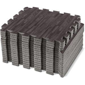 imageSorbus Wood Grain Floor Mats Foam Interlocking Mats Each Tile 1 Square Foot 38Inch Thick Flooring Wood Mat Tiles  Home Office Playroom Basement Trade Show 16 Tiles16 Sq ft Wood Grain  CarbonCarbon
