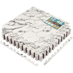 imageSorbus Wood Grain Floor Tiles Foam Mat EVA Interlocking Mats Tile 38Inch Thick Flooring Wood Puzzle Exercise Mats wBorders  Home Playroom Basement Apartment Trade Show Baby DanceWhite Marble