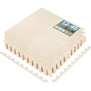 imageSorbus Wood Grain Floor Tiles Foam Mat EVA Interlocking Mats Tile 38Inch Thick Flooring Wood Puzzle Exercise Mats wBorders  Home Playroom Basement Apartment Trade Show Baby DanceLight Pine