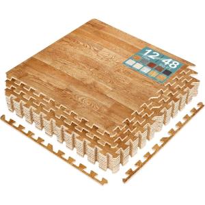 imageSorbus Wood Grain Floor Tiles Foam Mat EVA Interlocking Mats Tile 38Inch Thick Flooring Wood Puzzle Exercise Mats wBorders  Home Playroom Basement Apartment Trade Show Baby DanceWood Grain  Pine