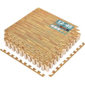 imageSorbus Wood Grain Floor Tiles Foam Mat EVA Interlocking Mats Tile 38Inch Thick Flooring Wood Puzzle Exercise Mats wBorders  Home Playroom Basement Apartment Trade Show Baby DanceWood Grain  Light