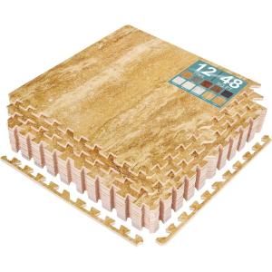imageSorbus Wood Grain Floor Tiles Foam Mat EVA Interlocking Mats Tile 38Inch Thick Flooring Wood Puzzle Exercise Mats wBorders  Home Playroom Basement Apartment Trade Show Baby DanceMarble