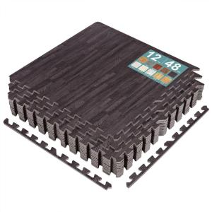 imageSorbus Wood Grain Floor Tiles Foam Mat EVA Interlocking Mats Tile 38Inch Thick Flooring Wood Puzzle Exercise Mats wBorders  Home Playroom Basement Apartment Trade Show Baby DanceCarbon
