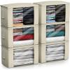 imageSorbus Foldable Storage Bag Organizers Large Clear Window ampamp Carry Handles Great for Clothes Blankets Closets Bedrooms and more 4 Pack GrayBeige