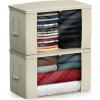 imageSorbus Foldable Storage Bag Organizers Large Clear Window ampamp Carry Handles Great for Clothes Blankets Closets Bedrooms and more 4 Pack GrayBeige