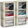 imageSorbus Foldable Storage Bag Organizers Large Clear Window ampamp Carry Handles Great for Clothes Blankets Closets Bedrooms and more 4 Pack GrayBeige