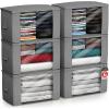 imageSorbus Foldable Storage Bag Organizers Large Clear Window ampamp Carry Handles Great for Clothes Blankets Closets Bedrooms and more 4 Pack GrayGray