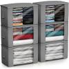 imageSorbus Foldable Storage Bag Organizers Large Clear Window ampamp Carry Handles Great for Clothes Blankets Closets Bedrooms and more 4 Pack GrayGray