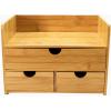 imageSorbus Bamboo Desk Organizer  3Tier 100 Bamboo Desktop Organizers  Mini Bamboo Desk Drawer Tabletop Storage Box Countertop Organization 3 Drawers ampamp Shelf  Office Makeup Vanity Fully AssembledBamboo