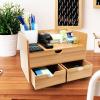 imageSorbus Bamboo Desk Organizer  3Tier 100 Bamboo Desktop Organizers  Mini Bamboo Desk Drawer Tabletop Storage Box Countertop Organization 3 Drawers ampamp Shelf  Office Makeup Vanity Fully AssembledBamboo