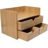 imageSorbus Bamboo Desk Organizer  3Tier 100 Bamboo Desktop Organizers  Mini Bamboo Desk Drawer Tabletop Storage Box Countertop Organization 3 Drawers ampamp Shelf  Office Makeup Vanity Fully AssembledBamboo