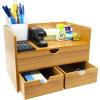 imageSorbus Bamboo Desk Organizer  3Tier 100 Bamboo Desktop Organizers  Mini Bamboo Desk Drawer Tabletop Storage Box Countertop Organization 3 Drawers ampamp Shelf  Office Makeup Vanity Fully AssembledBamboo