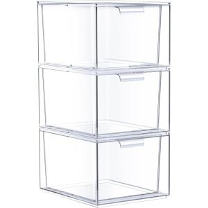 imageSorbus Stackable Acrylic Drawers  Clear Make Up Organizers for Vanity  2 Plastic Storage Bins for Room Decor Bathroom Organization and Storage Office Supplies Makeup Drawer Organizer Undersink3 Drawers
