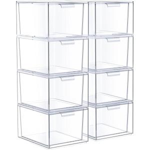 imageSorbus Stackable Acrylic Drawers  Clear Make Up Organizers for Vanity  2 Plastic Storage Bins for Room Decor Bathroom Organization and Storage Office Supplies Makeup Drawer Organizer Undersink8 Drawers
