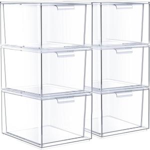 imageSorbus Stackable Acrylic Drawers  Clear Make Up Organizers for Vanity  2 Plastic Storage Bins for Room Decor Bathroom Organization and Storage Office Supplies Makeup Drawer Organizer Undersink6 Drawers